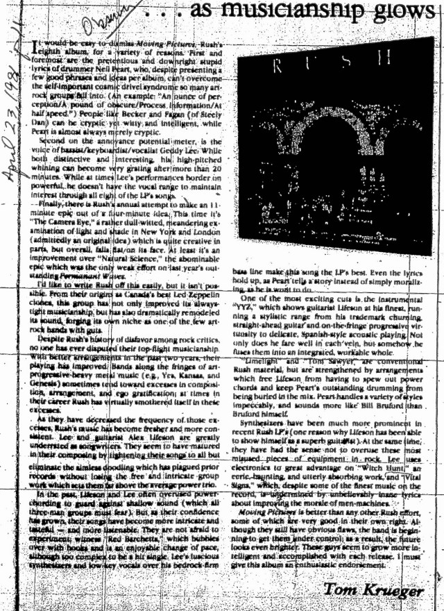 rush 1981 moving pictures review